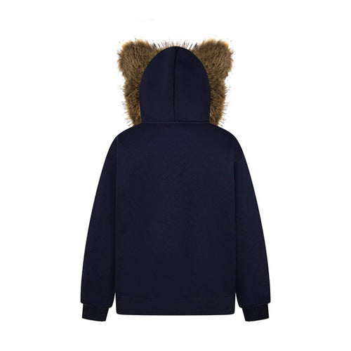 Hoodie Zip-Up Sweatshirt Casual Oversized Hooded Jacket with Plush Lining