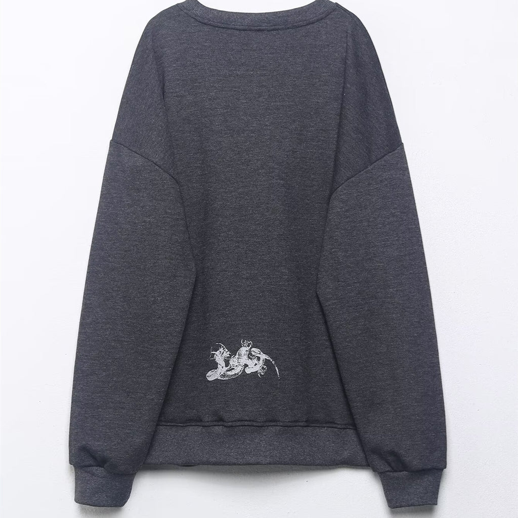 Women's autumn animal print wash effect hoodie