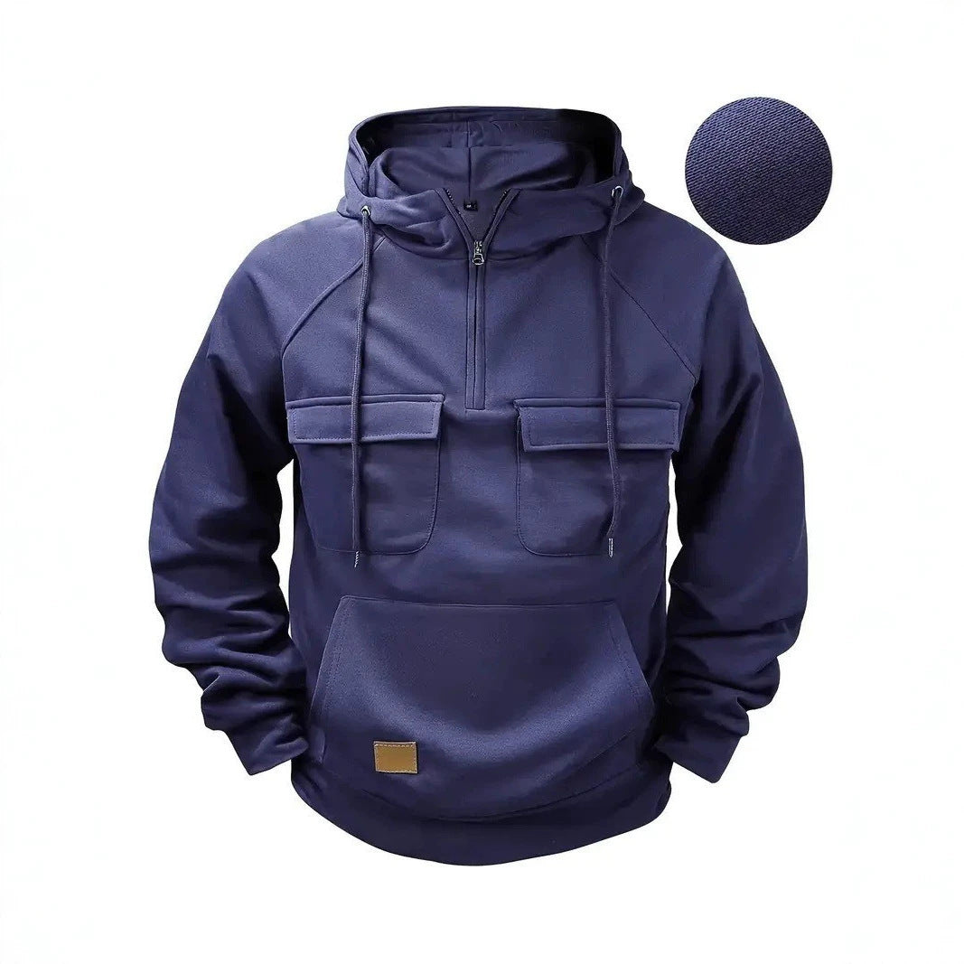 Casual Oversized Men's Hoodie, Heavyweight Streetwear Style Long Sleeve Jacket