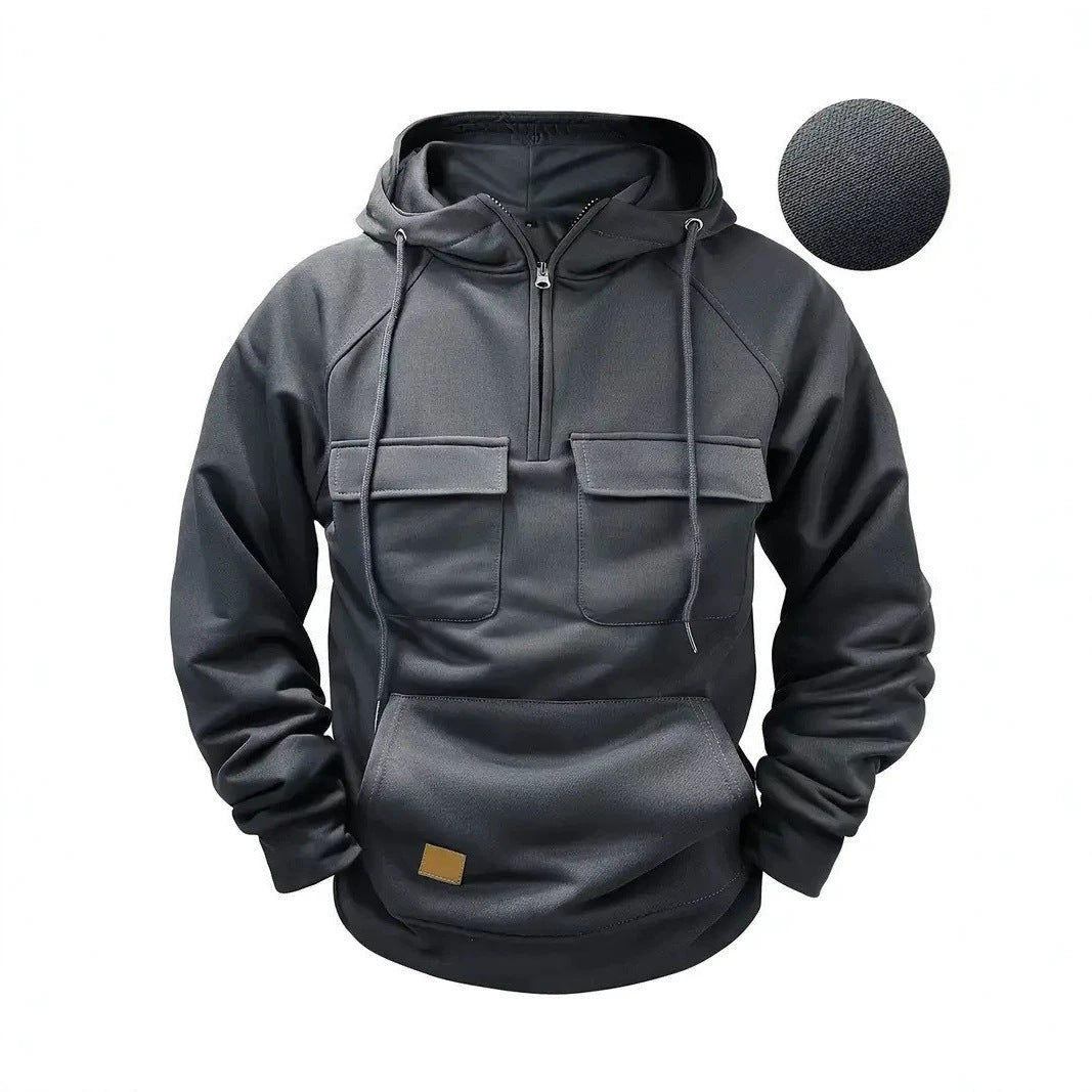 Casual Oversized Men's Hoodie, Heavyweight Streetwear Style Long Sleeve Jacket